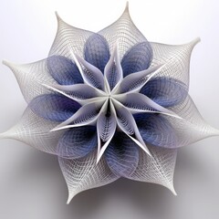 Fiber craft of a dahlia flower in purple and blue