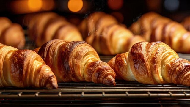 Panning Across Delicious Fresh Baked Croissants