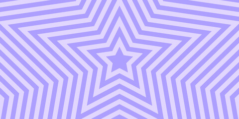 Purple concentric stars background. Trendy y2k pattern in pastel colors. Groovy psychedelic wallpaper design. Aesthetic poster with hypnotic psychedelic effect. Vector flat illustration.