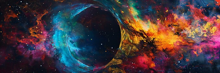 Obraz na płótnie Canvas Vibrant Cosmic Nebula and Black Hole Illustration