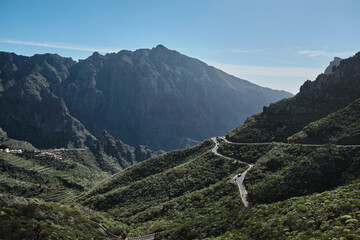Fototapeta premium Mountain road to popular Masca village and canyon. Tenerife, Canary island, Spain.