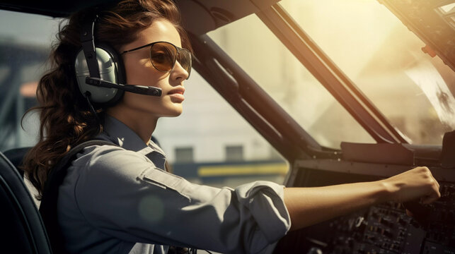 Pre-flight Checks: Female Pilot Ensuring Safety