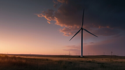 Obraz premium Wind turbines in a row producing clean, sustainable electricity