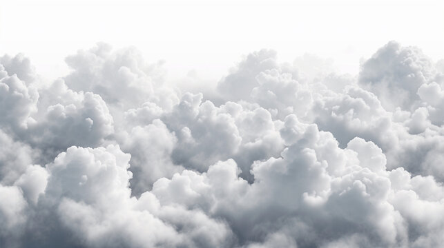 Cumulus Cloudscape - Majestic White Soft Cumulonimbus Clouds in a Cut-Out Special Effect 3D Rendering