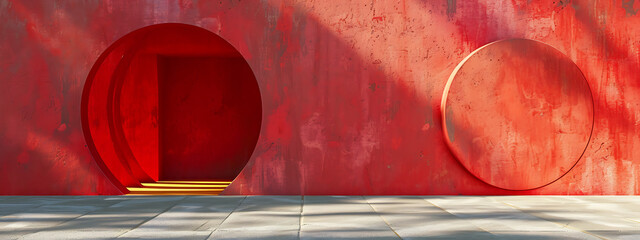 red wall 3d concept in - obrazy, fototapety, plakaty
