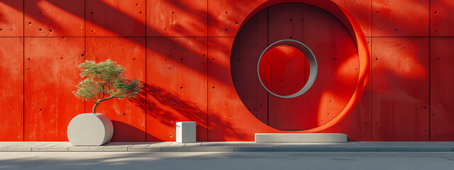 red wall 3d concept in - obrazy, fototapety, plakaty