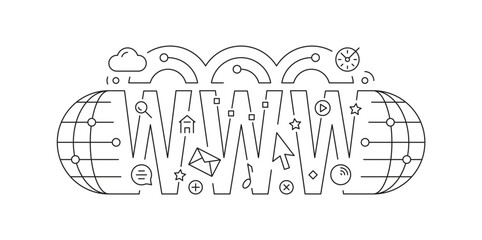 www and web symbols. www technical drawing. www concept