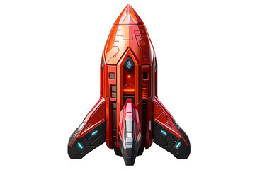 red space shuttle isolated on transparent background, PNG file