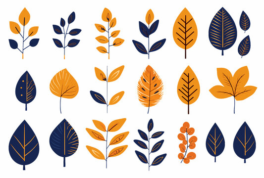 Vibrant Autumn Leaves Flat Icon Set for Elegant Graphic Designs