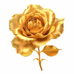 A branch of golden rose isolated on white.