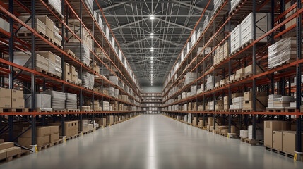Fototapeta premium Industrial distribution and storage warehouse.