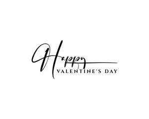 Abstract happy valentines day signature logo, happy valentines day, typography love, vector logo design, black color, white color background, black and white color vector logo design, happy valentines