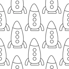 Fototapete Raumschiff rocket toy childrens day development travel colored pattern textile doodle