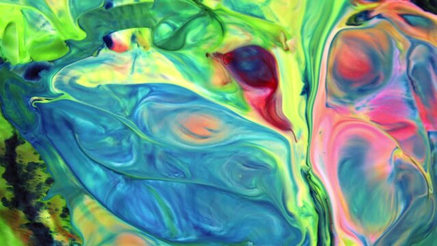 This stock video features a slow motion footage of oil paint motion, where Paint pigment are separated by light paint. Use this clip as background for creative concept videos, presentations, and more.
