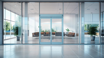 Mockup. Interior Design: White-Framed Glass Door