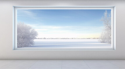 Mockup. Home Interior: White Picture Window
