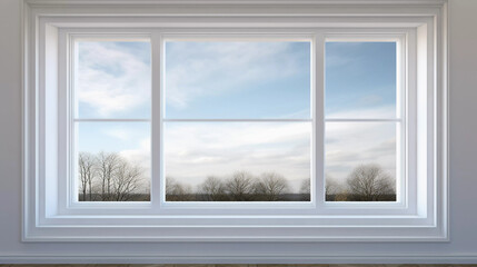 Mockup. Room with a View: White-Framed Picture Window
