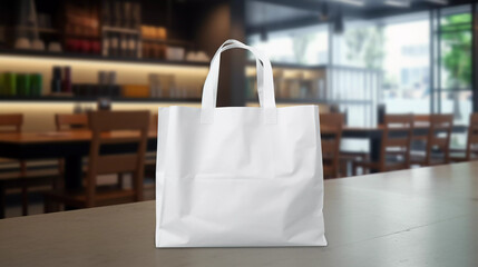 Mockup. Retail Environment: Plain White Bag