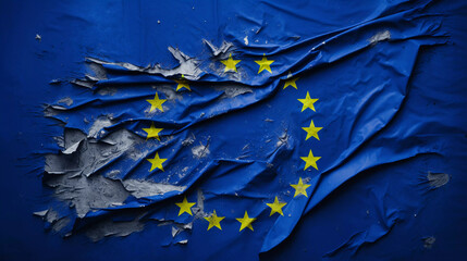 Disintegration: EU Flag - obrazy, fototapety, plakaty