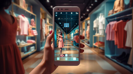 Augmented Reality Retail: Retailers and Customers - obrazy, fototapety, plakaty