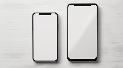 Mockup. Technology Devices: Smartphone and Tablet with White Screen