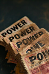 Empowering Tickets - word 'POWER' written on ticket stubs Gen AI - obrazy, fototapety, plakaty