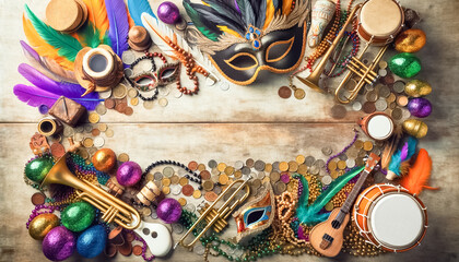 Mardi Gras Festivities: Vibrant Masks and Beads Celebration