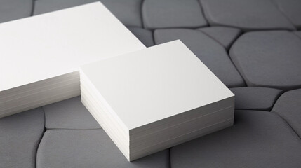 Mockup. White Business Cards on Interesting Background Template