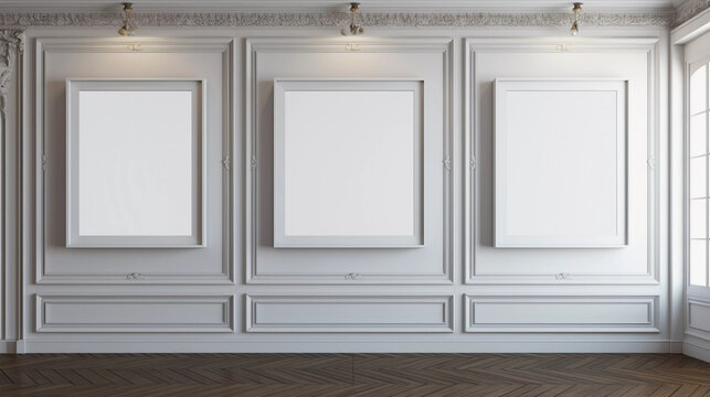 Mockup. White Photo Frame in Modern Villa