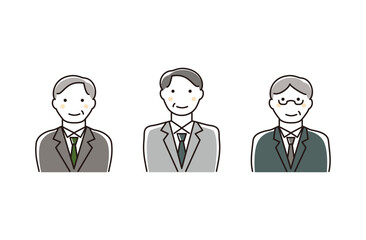 Fototapeta premium Set illustrations of middle-aged men wearing suits