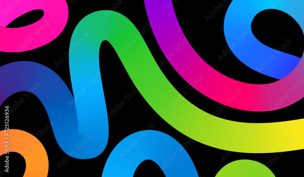 Aufkleber Abstract Background with Gradient Lines. Vector 3d Fluid Graphic Shapes. Dynamic Liquid Curve Colorful Stripes. Modern Design of Minimal Color Swirl and Blend Elements
