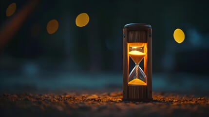 Hourglass on Dark Background at Night
