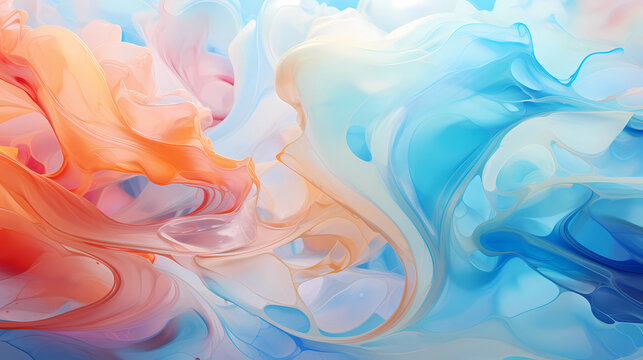 Blue peach abstract wave swirling smoke background pattern 