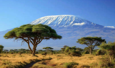 Snow on top of Mount Kilimanjaro in Tanzania
