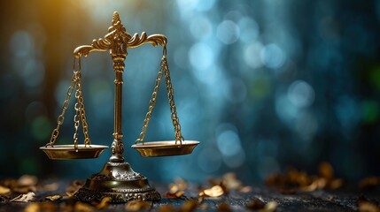 Symbol of law and justice isolated on dark background. Copy space. law and justice concept.