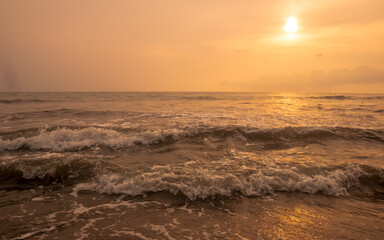Fototapeta premium Beautiful beach at sunset. Coastal landscape