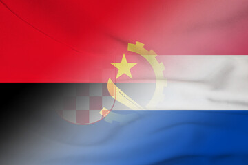 Angola and Croatia political flag transborder contract HRV AGO - obrazy, fototapety, plakaty