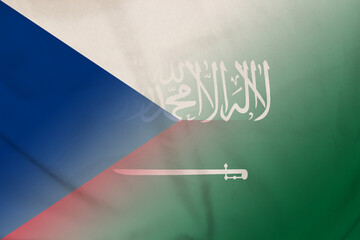 Czech Republic and Saudi Arabia government flag transborder negotiation SAU CZE - obrazy, fototapety, plakaty