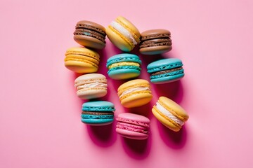 Obraz premium colorful macaroons on a pink background