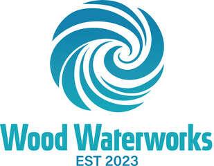 wood water work logo, woodworking emblem, water-related design, modern carpentry branding, craftsmanship icon, 