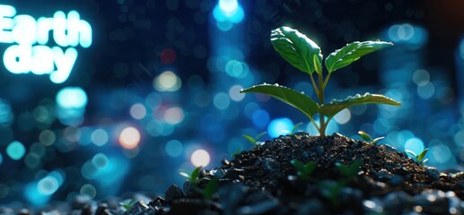 Small Plant Sprouting Out of the Ground Generative AI
