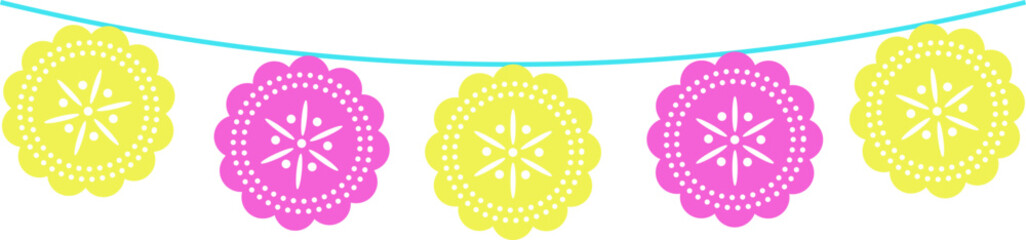 Yellow & Fuchsia Mexican Bunting Decoration