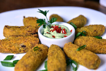 cod fritter fried fish meat ball typical Portuguese food fried cod