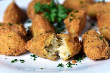 cod fritter fried fish meat ball typical Portuguese food fried cod