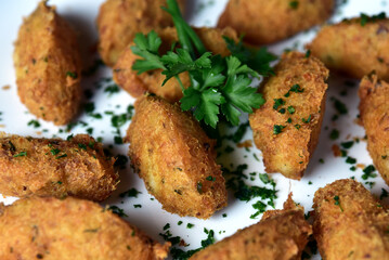 cod fritter fried fish meat ball typical Portuguese food fried cod