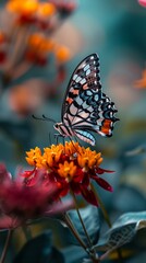 A close-up of a delicate butterfly perched on a vibrant flower, capturing the beauty of nature in stunning