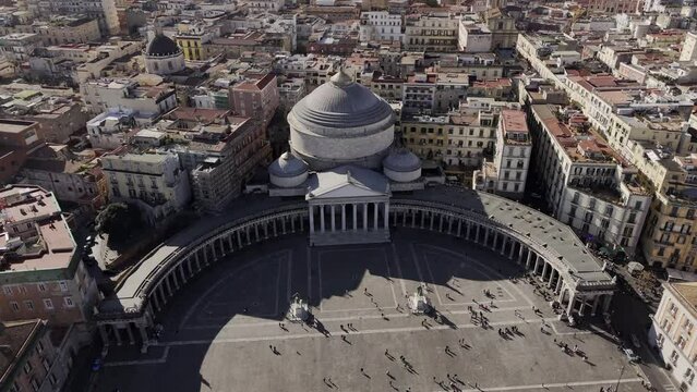 aerial view of Piazza del Plebiscito in Naples, famous tourist destination in southern Italy