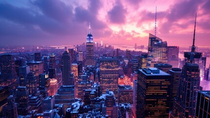 skyline Manhattan business zone, New York, USA.  