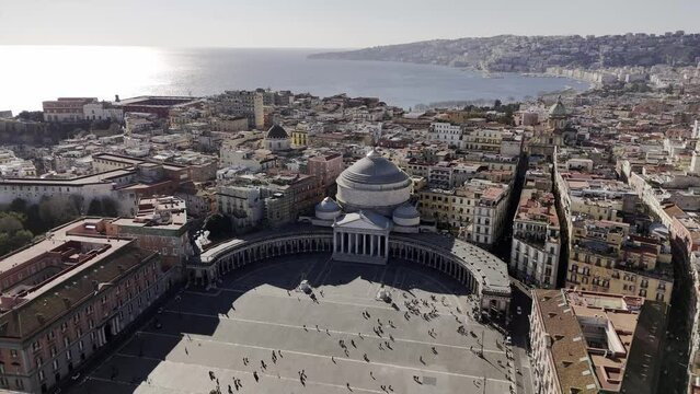 aerial view of Piazza del Plebiscito in Naples, famous tourist destination in southern Italy