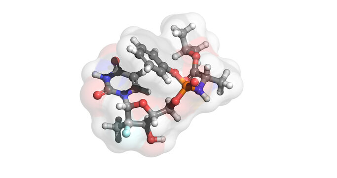 Sofosbuvir, Hepatitis C Virus (HCV) drug, 3D molecule 4K